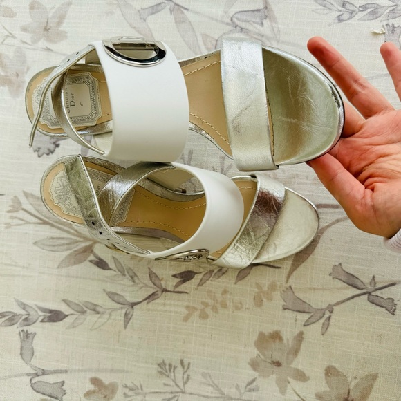 Authentic Dior White/Silver Leather CD Block Heel
Ankle Strap Sandals Sz 36 NWOT - Picture 6 of 6